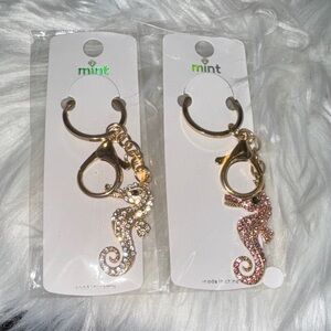 Mint Silver and Pink Seahorse Key Holders/ Bag Charms